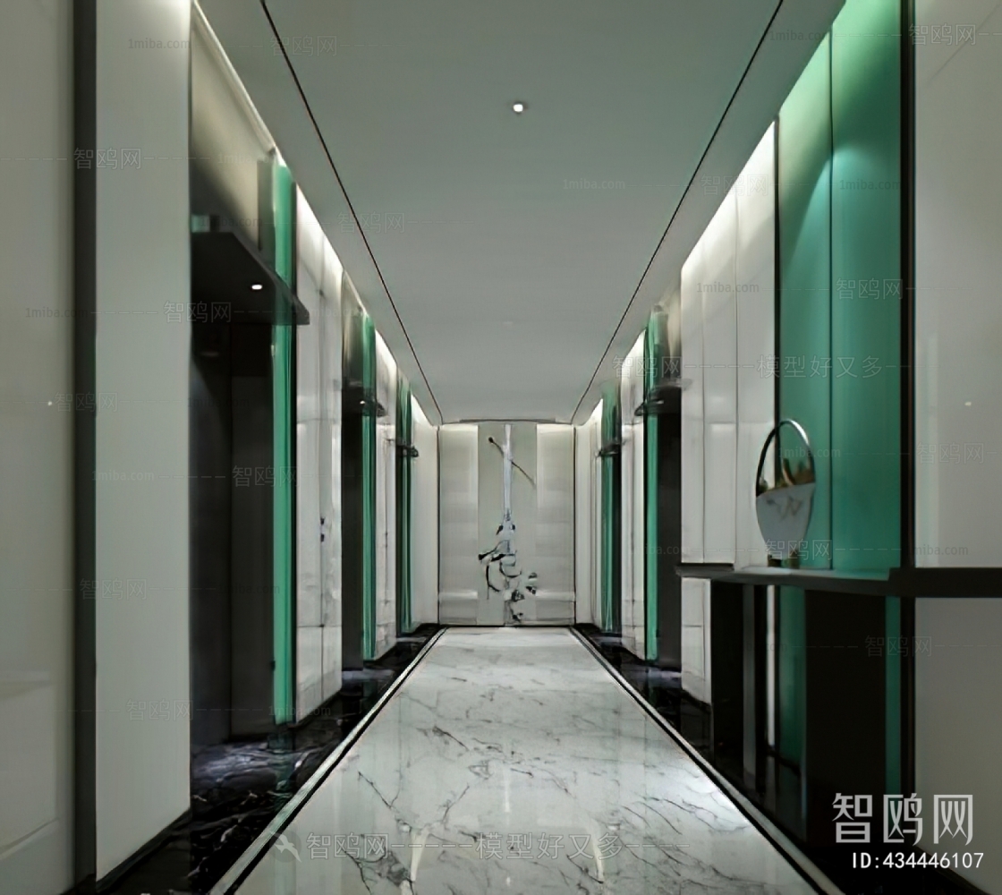 New Chinese Style Office Elevator Hall