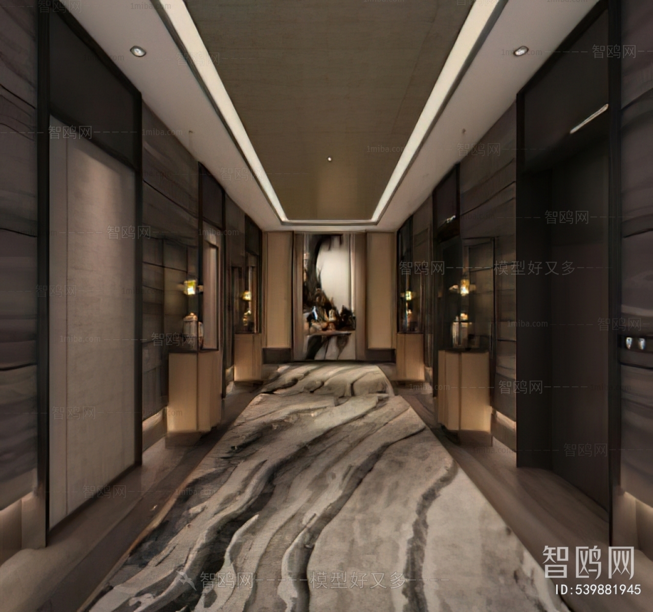 New Chinese Style Office Elevator Hall