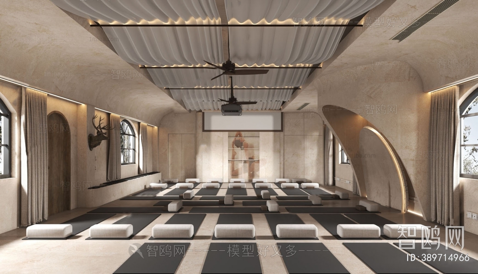 Wabi-sabi Style Yoga Room