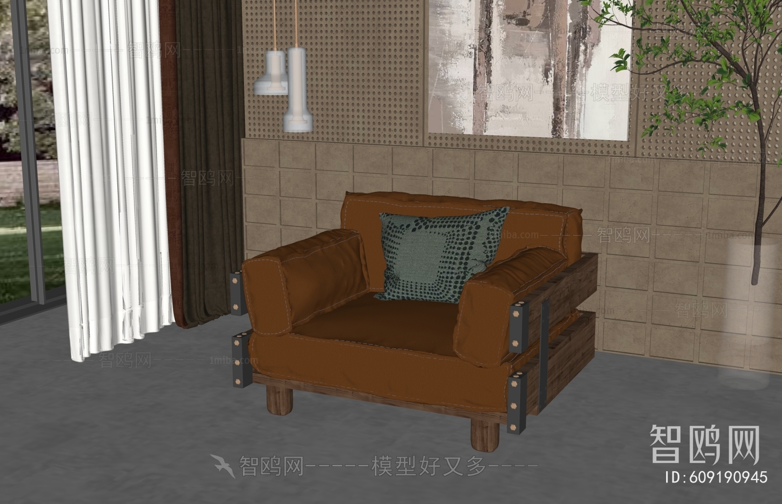 Industrial Style Single Sofa