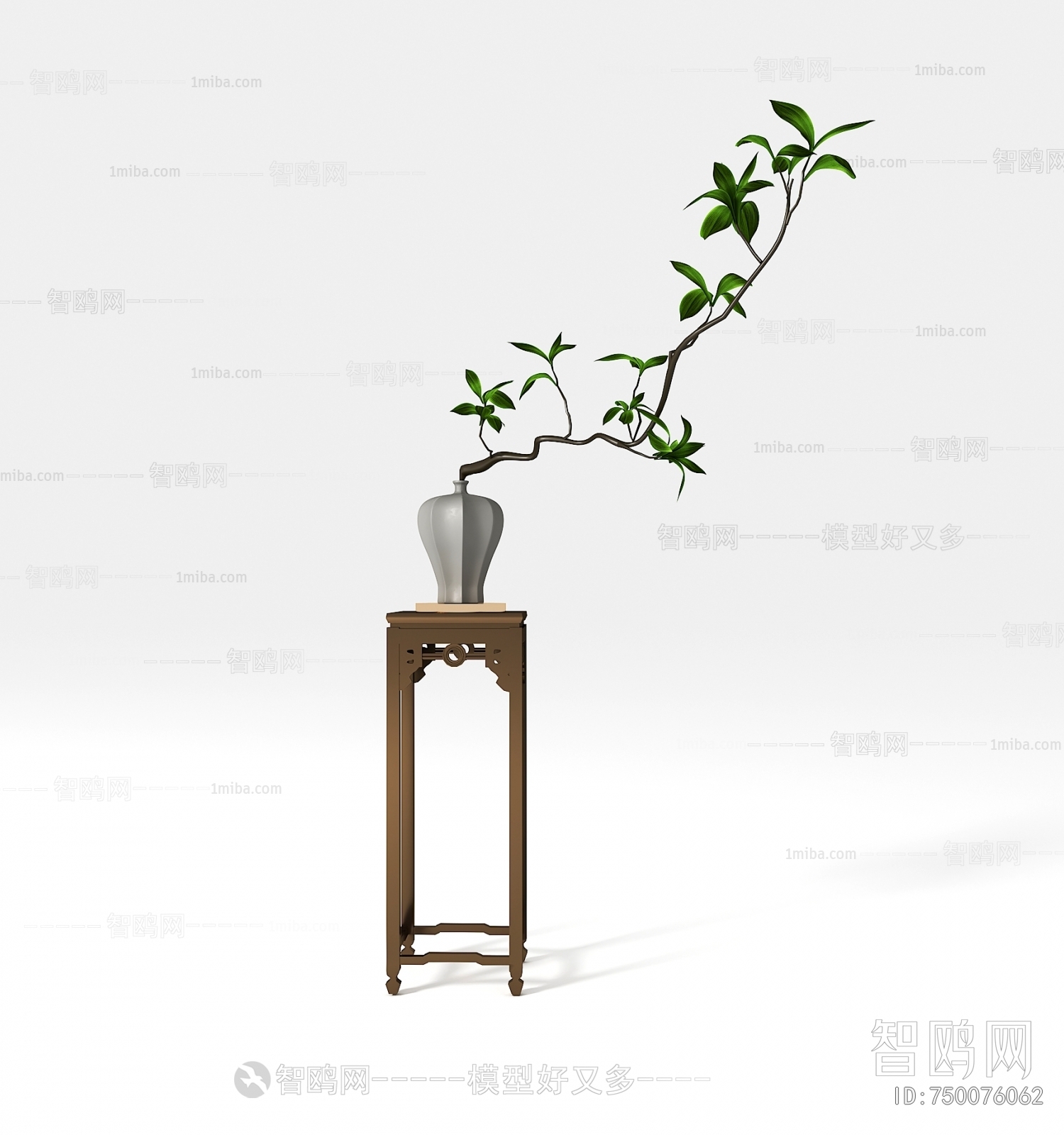 新中式花几盆栽