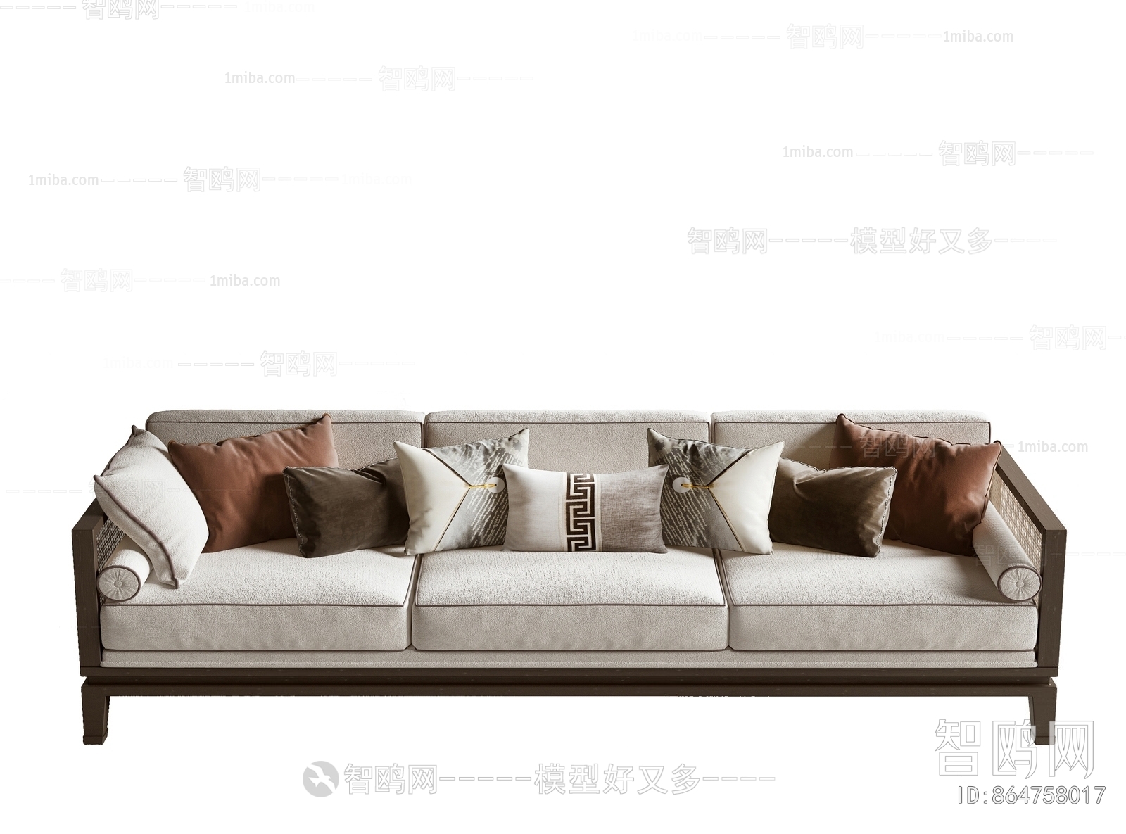 New Chinese Style Three-seat Sofa