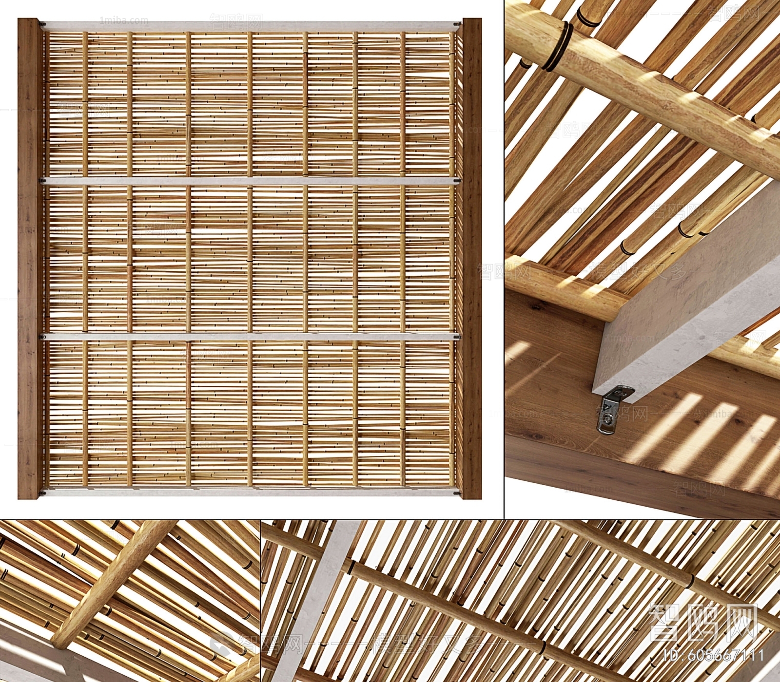 现代竹子竹竿装饰屏风