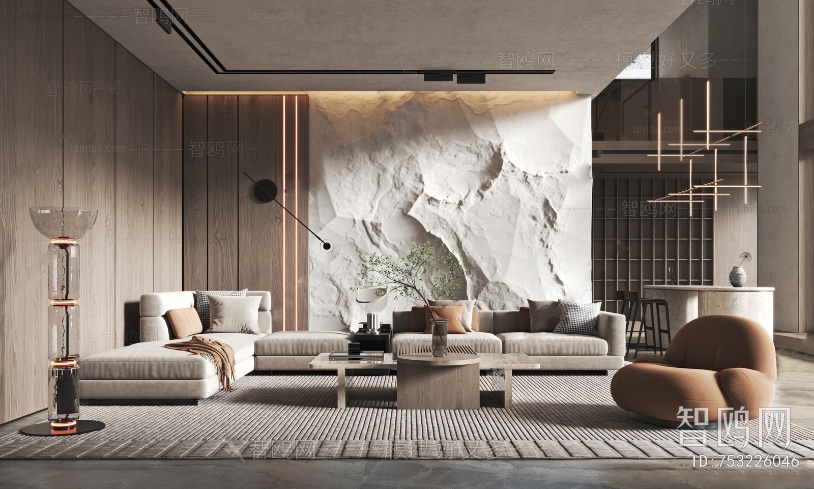 Modern Wabi-sabi Style A Living Room