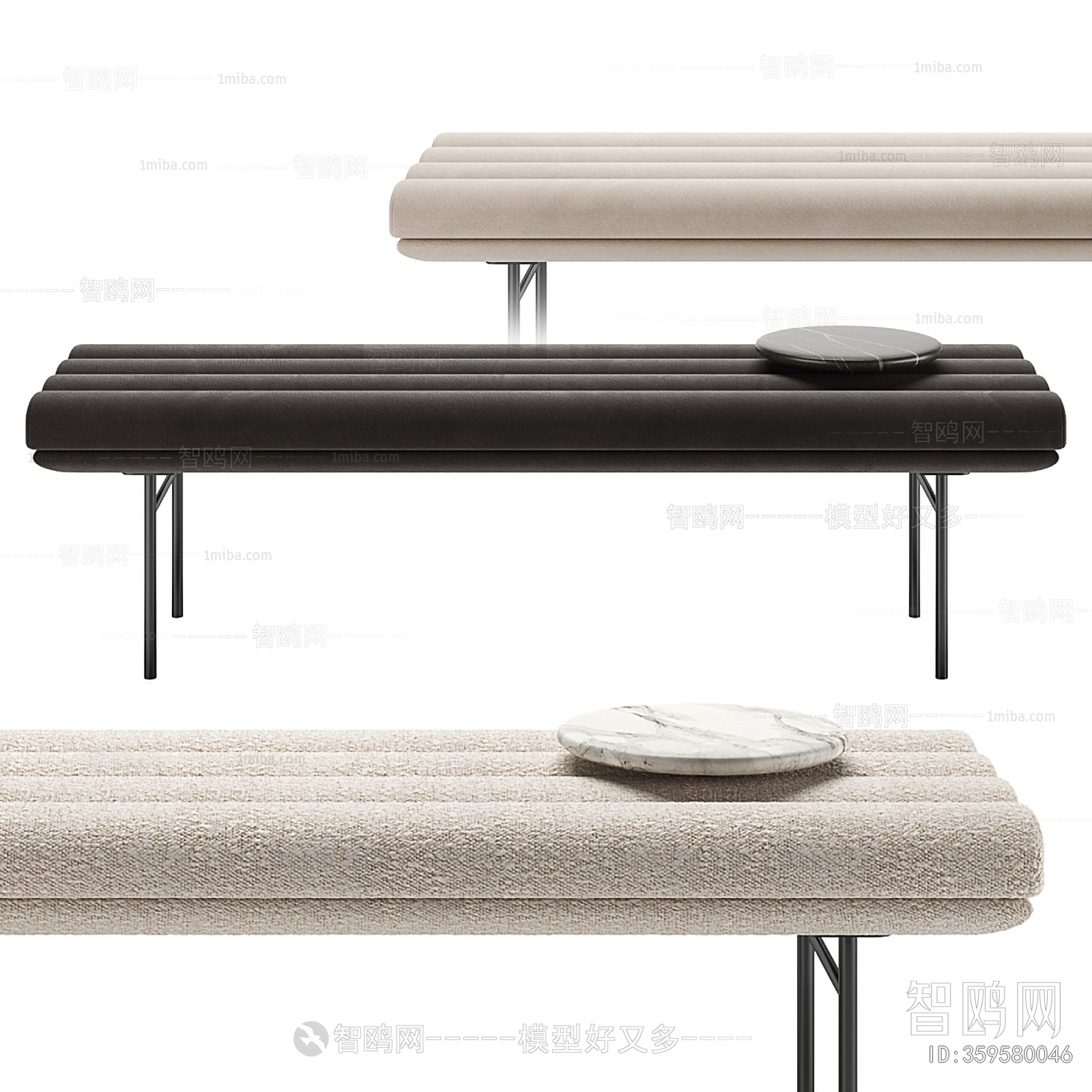 现代床尾凳3D模型下载