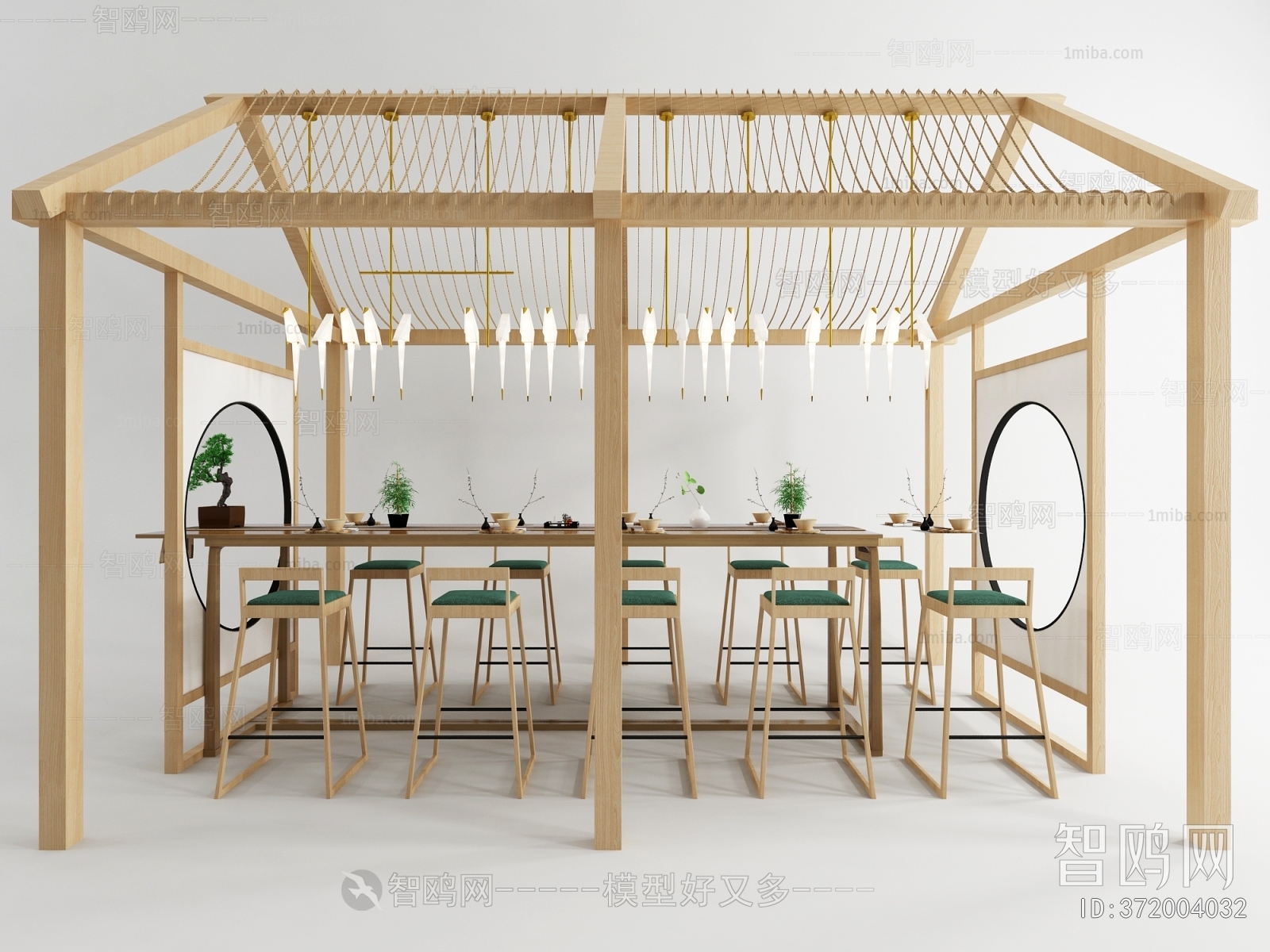 中式木结构 吧台桌椅