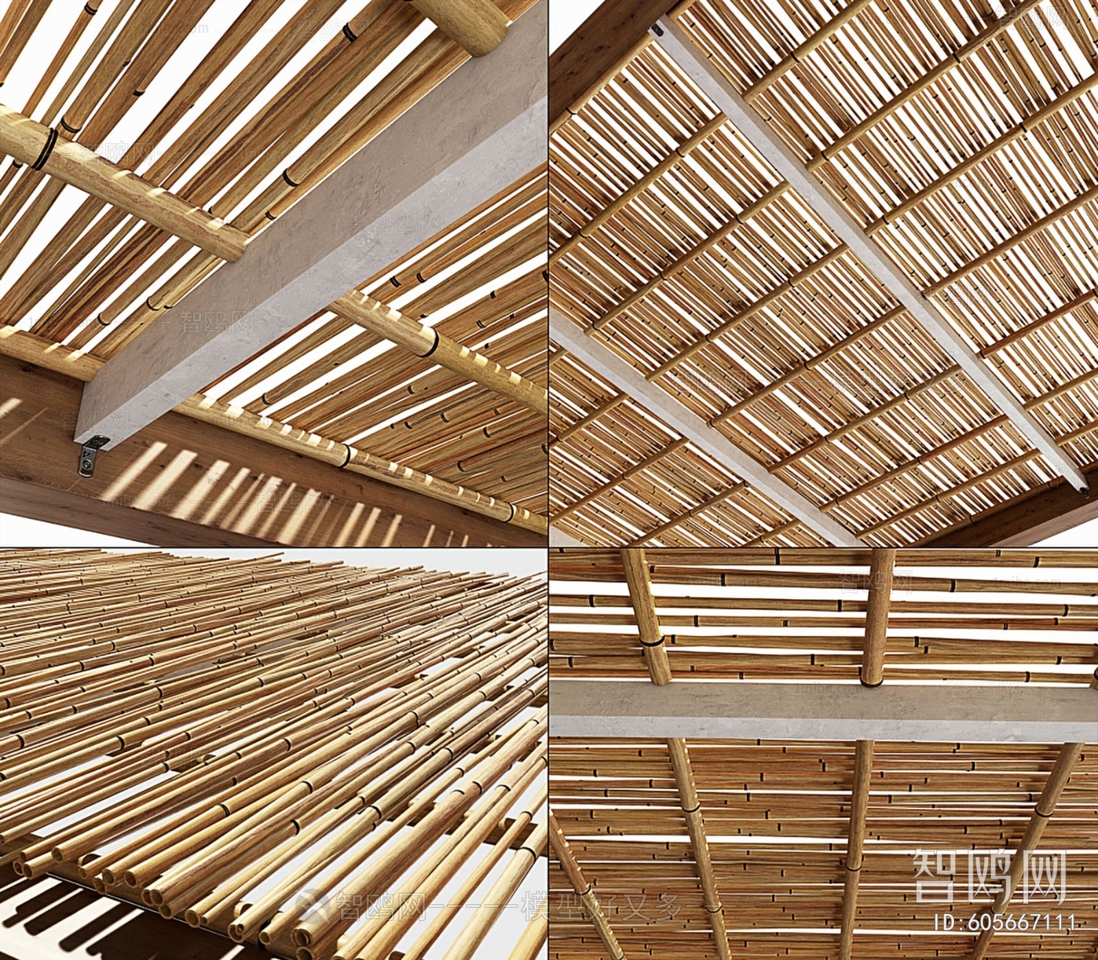 现代竹子竹竿装饰屏风