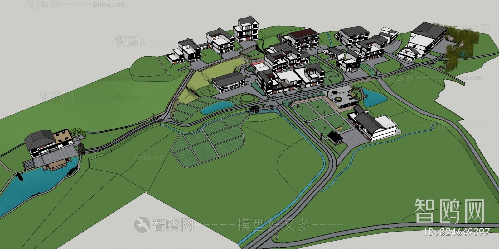 New Chinese Style Architectural Bird's-eye View Planning