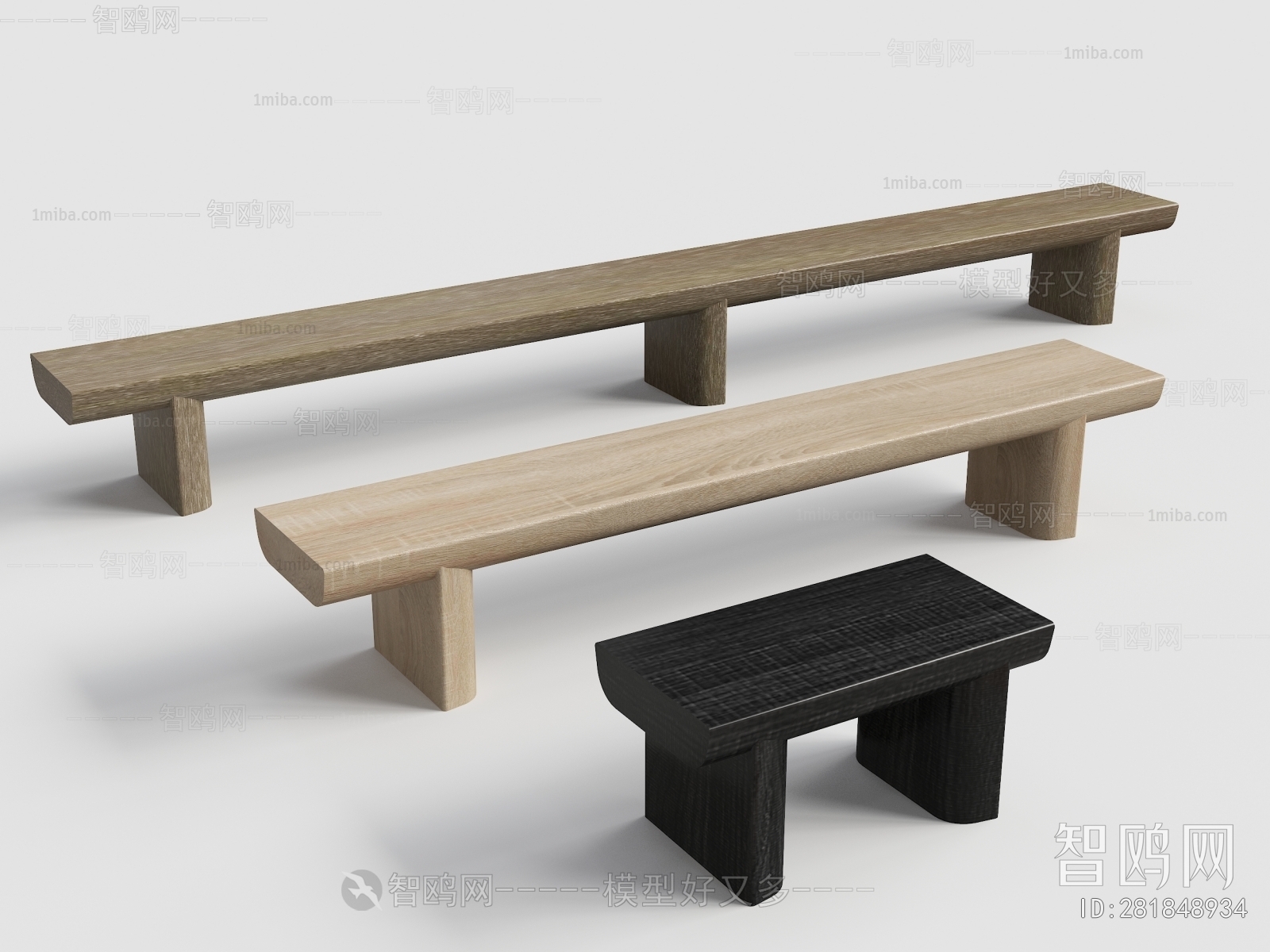 现代实木长条凳