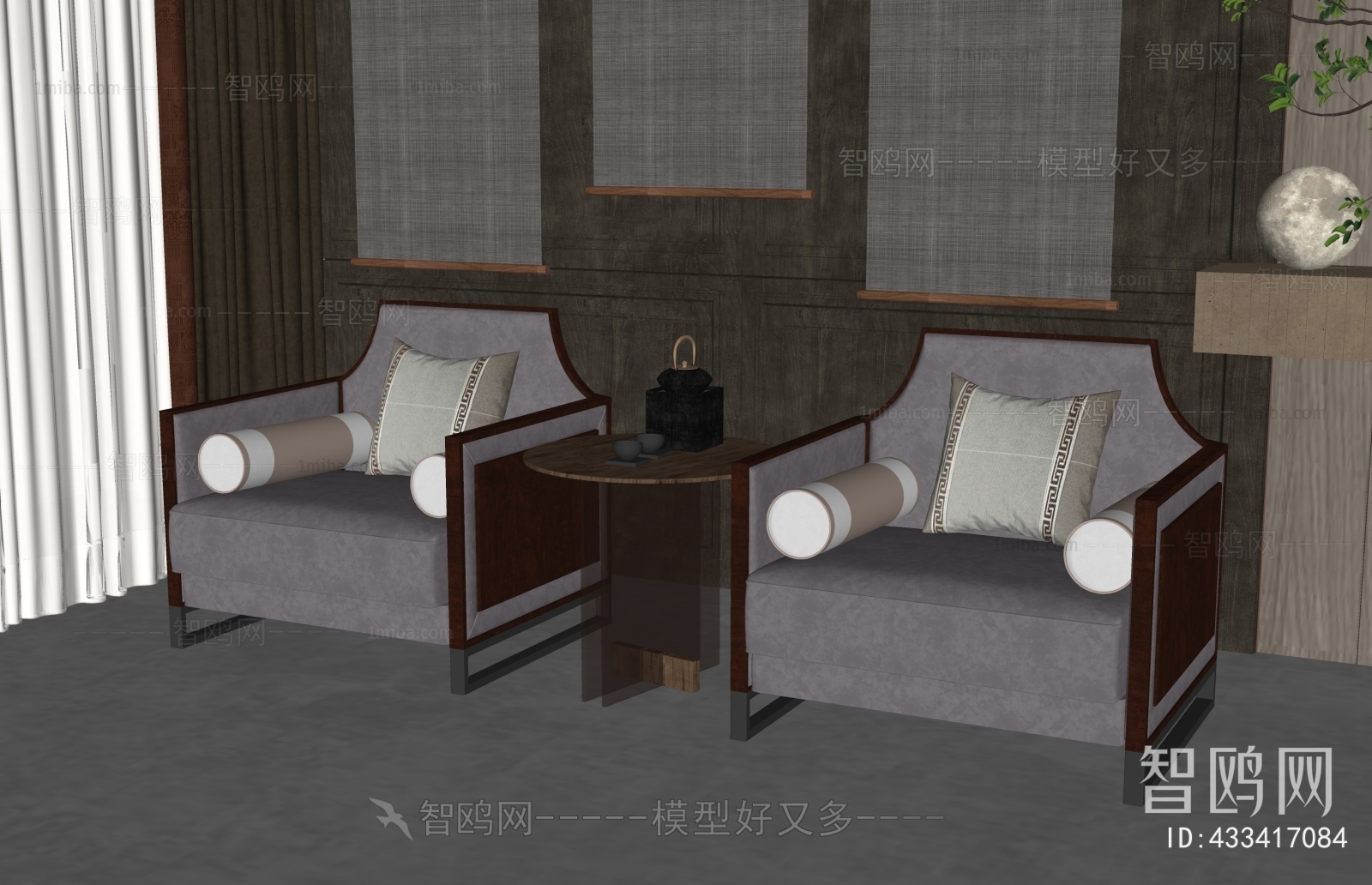 New Chinese Style Single Sofa