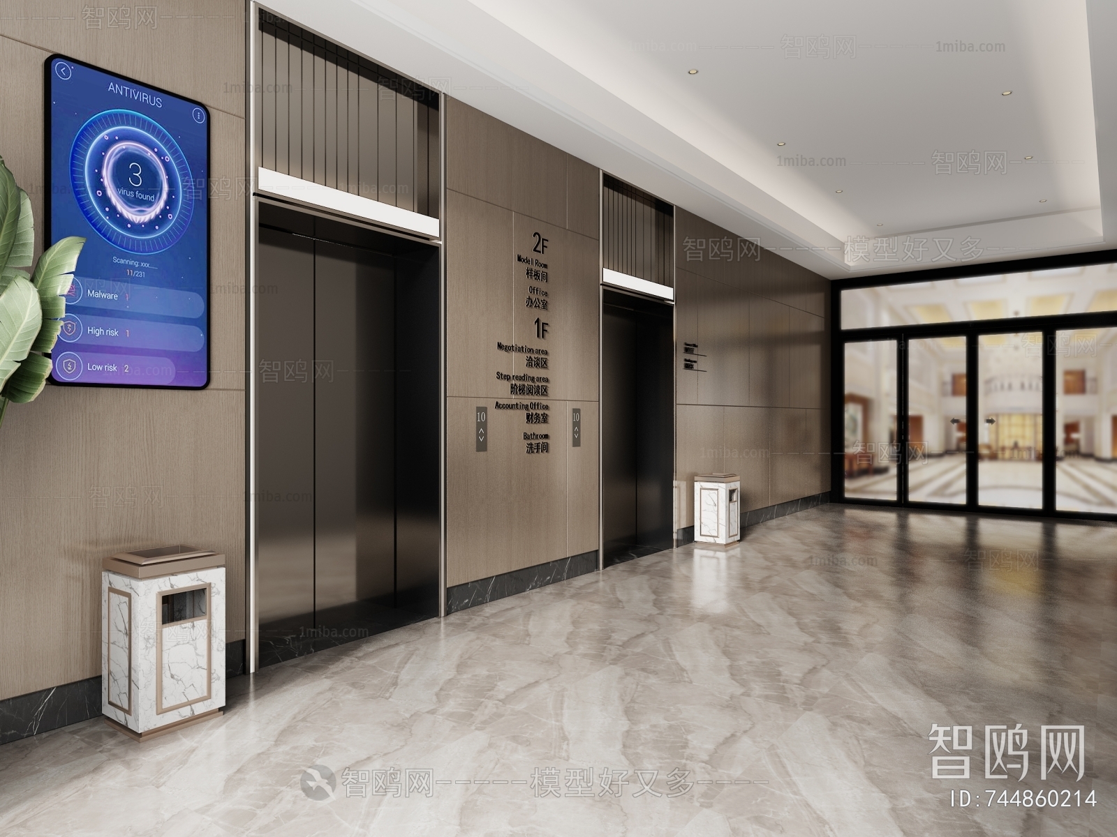 Modern Office Elevator Hall