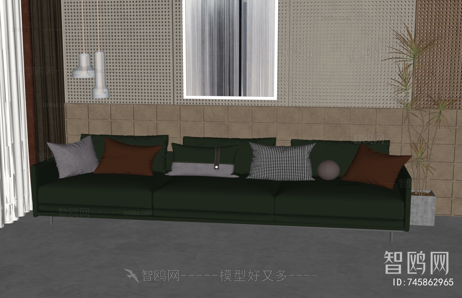 现代三人皮革沙发