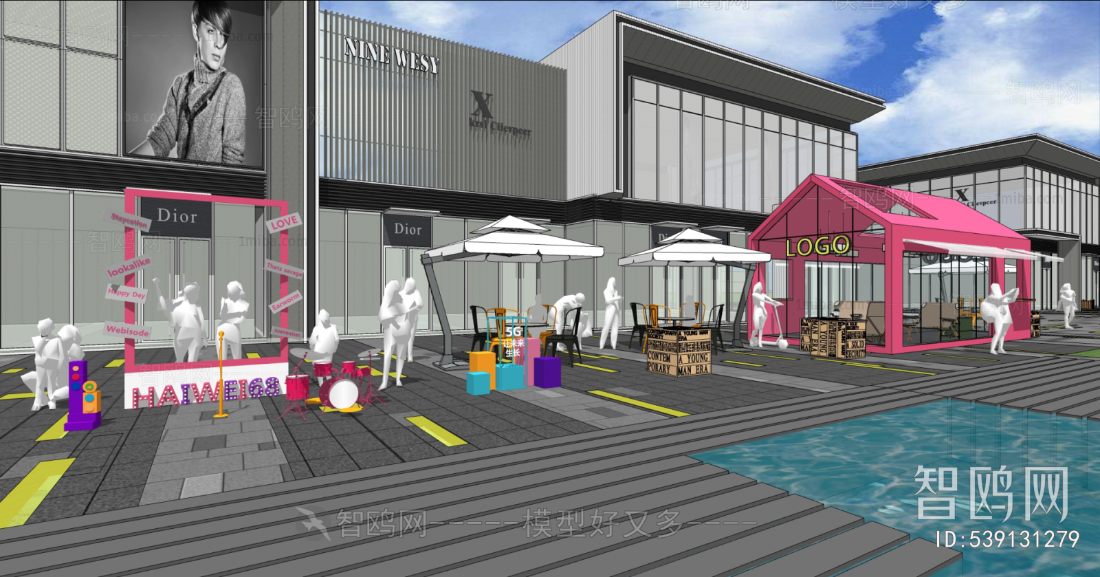 Modern Commercial Street Sketchup Model Download Model ID 539131279 
