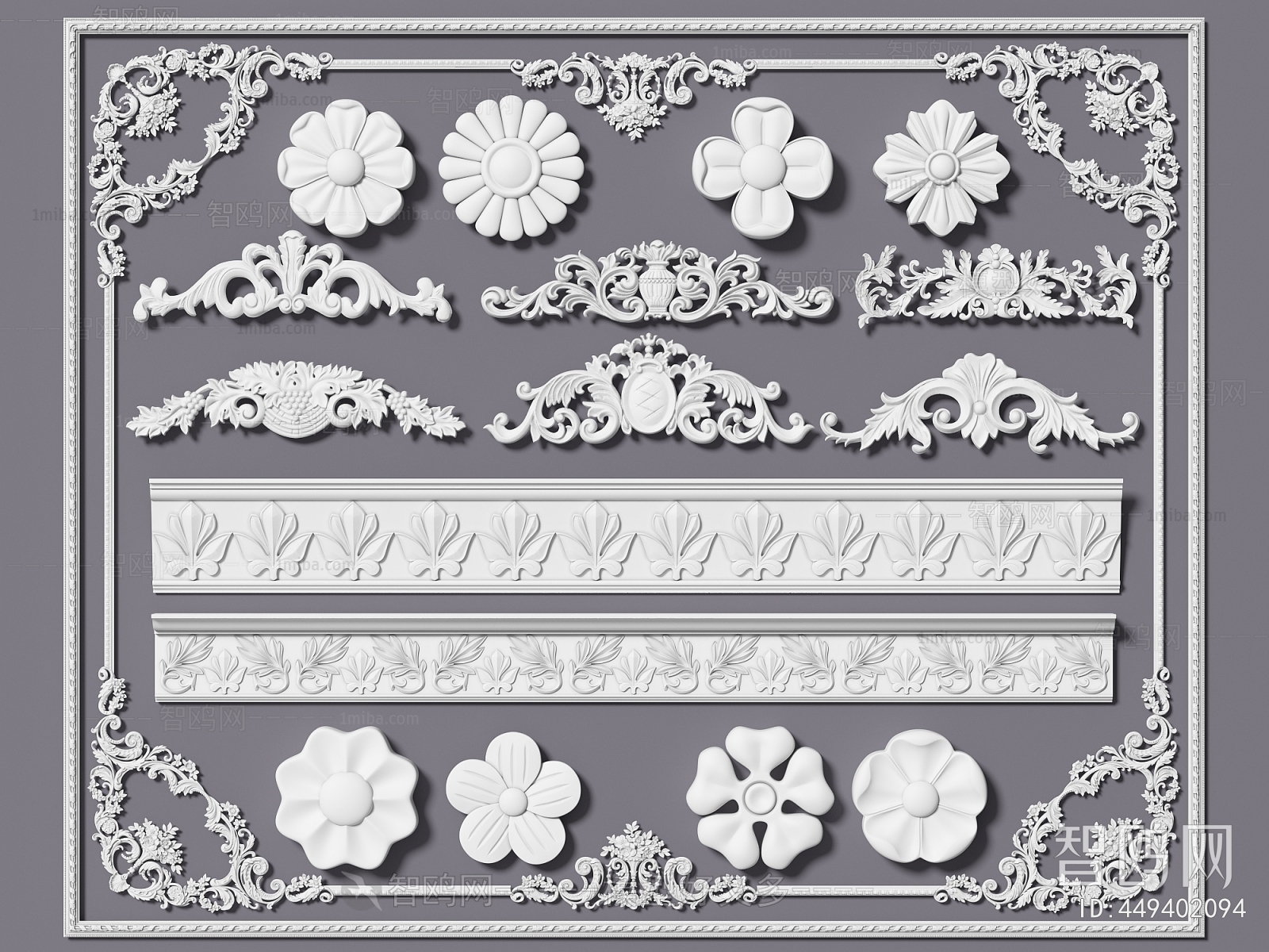 European Style Plaster Carved Top Plate