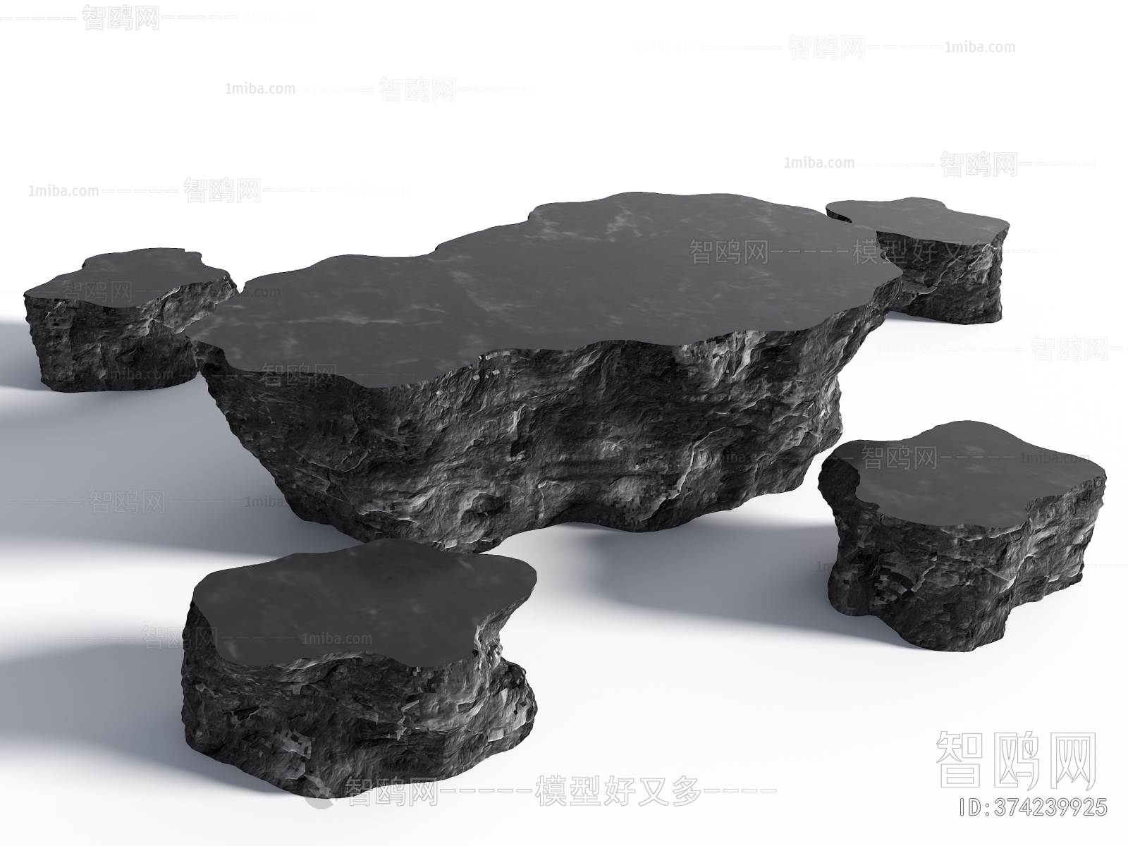 新中式石头桌椅组合