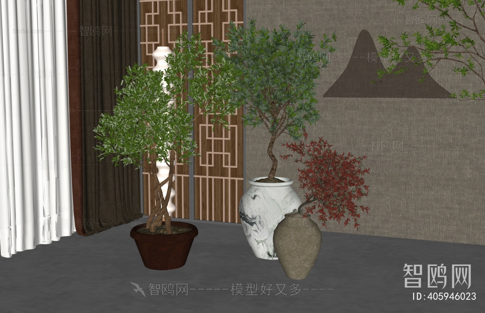 New Chinese Style Ground Green Plant Potted Plants