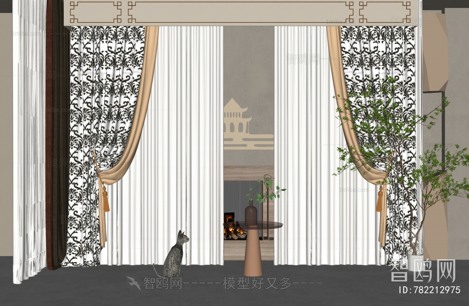 新中式花纹窗帘