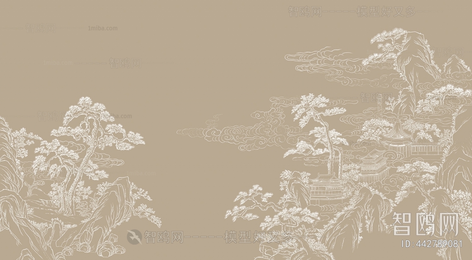 新中式山水画壁纸