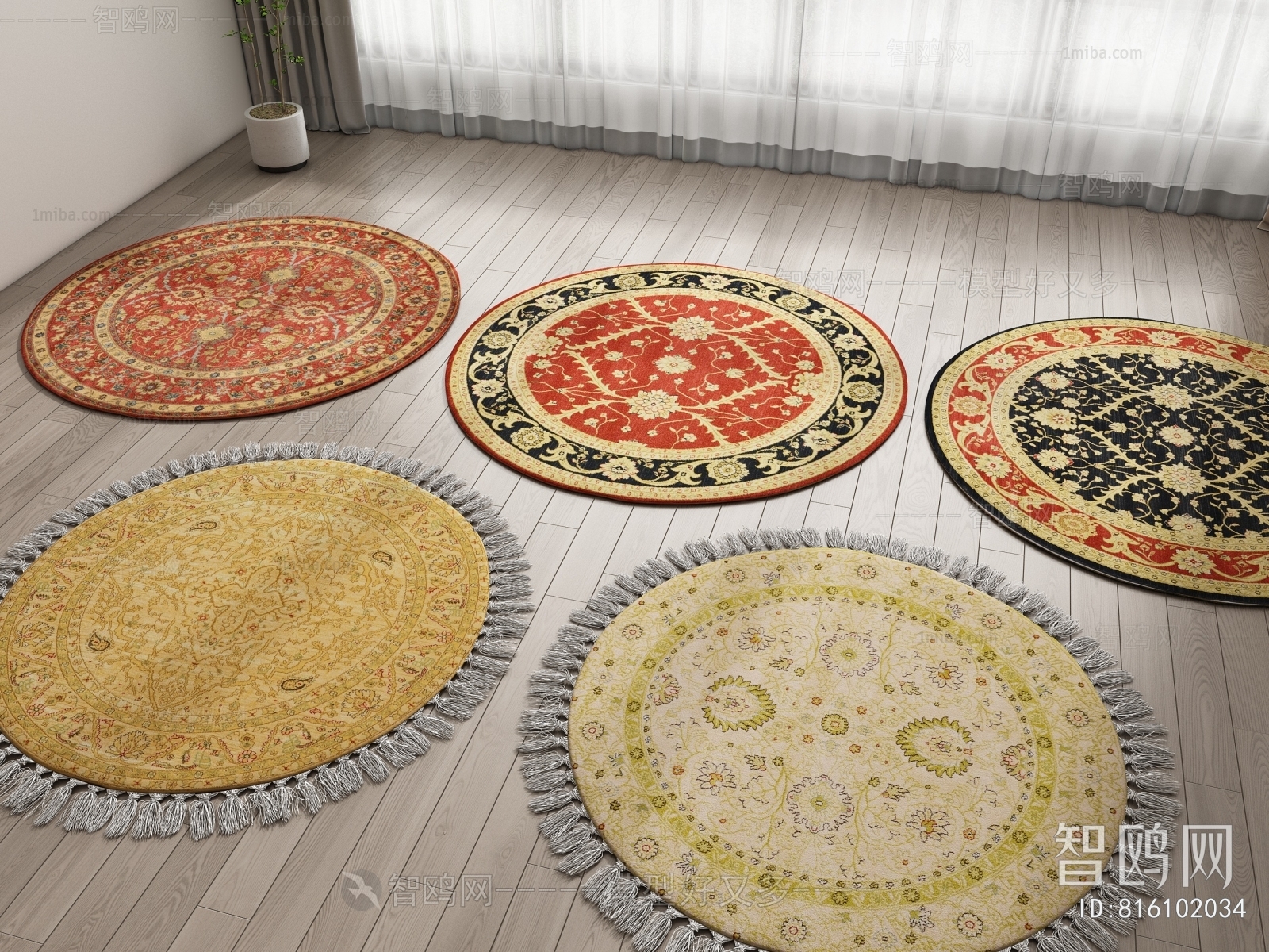 中式圆形地毯组合