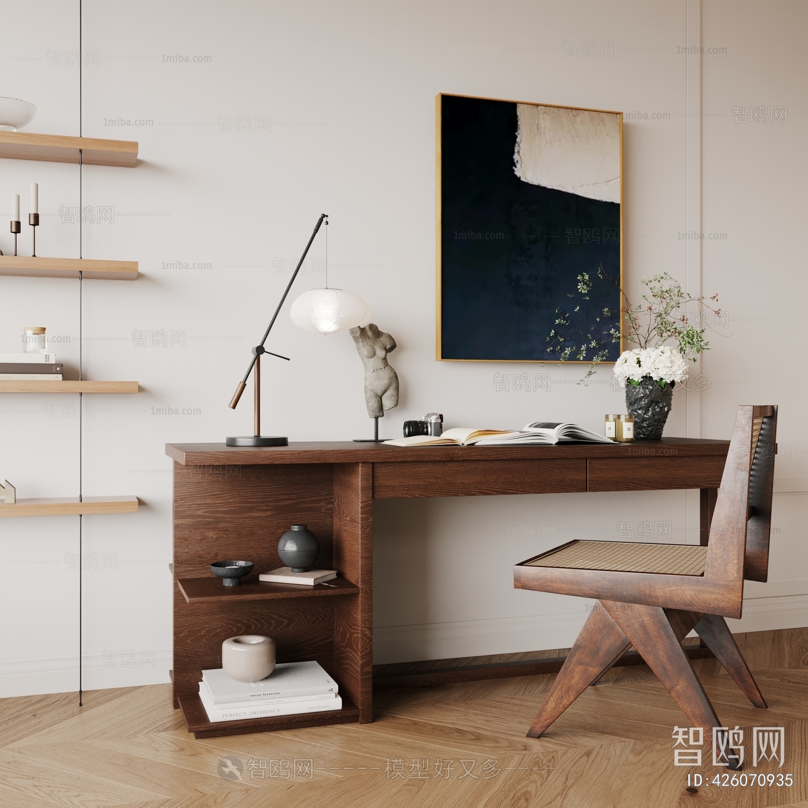 Wabi-sabi Style Computer Desk And Chair