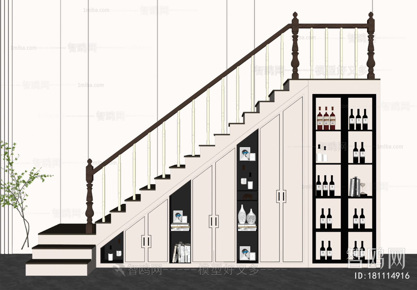 新中式楼梯 酒柜