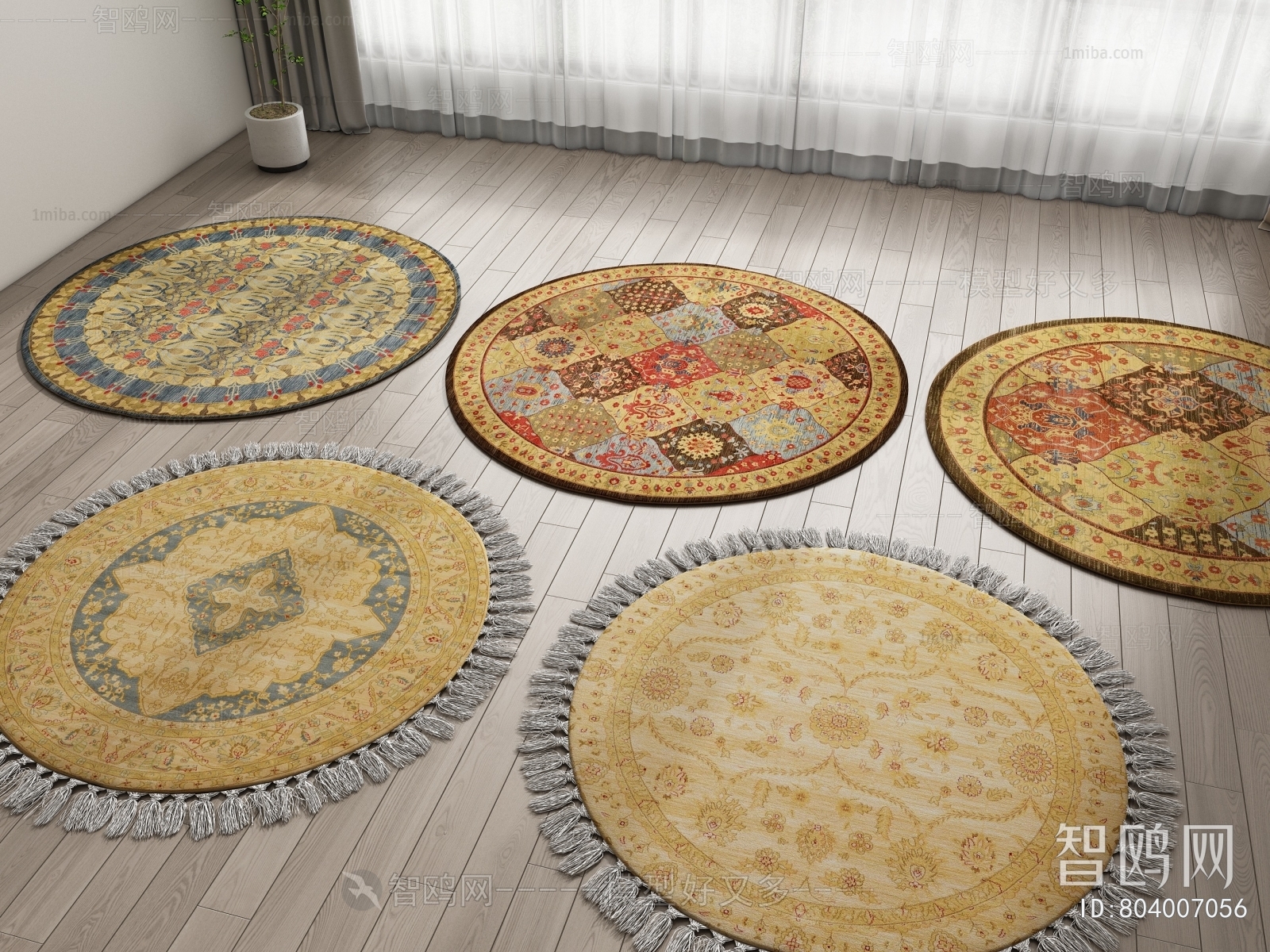 中式圆形地毯组合