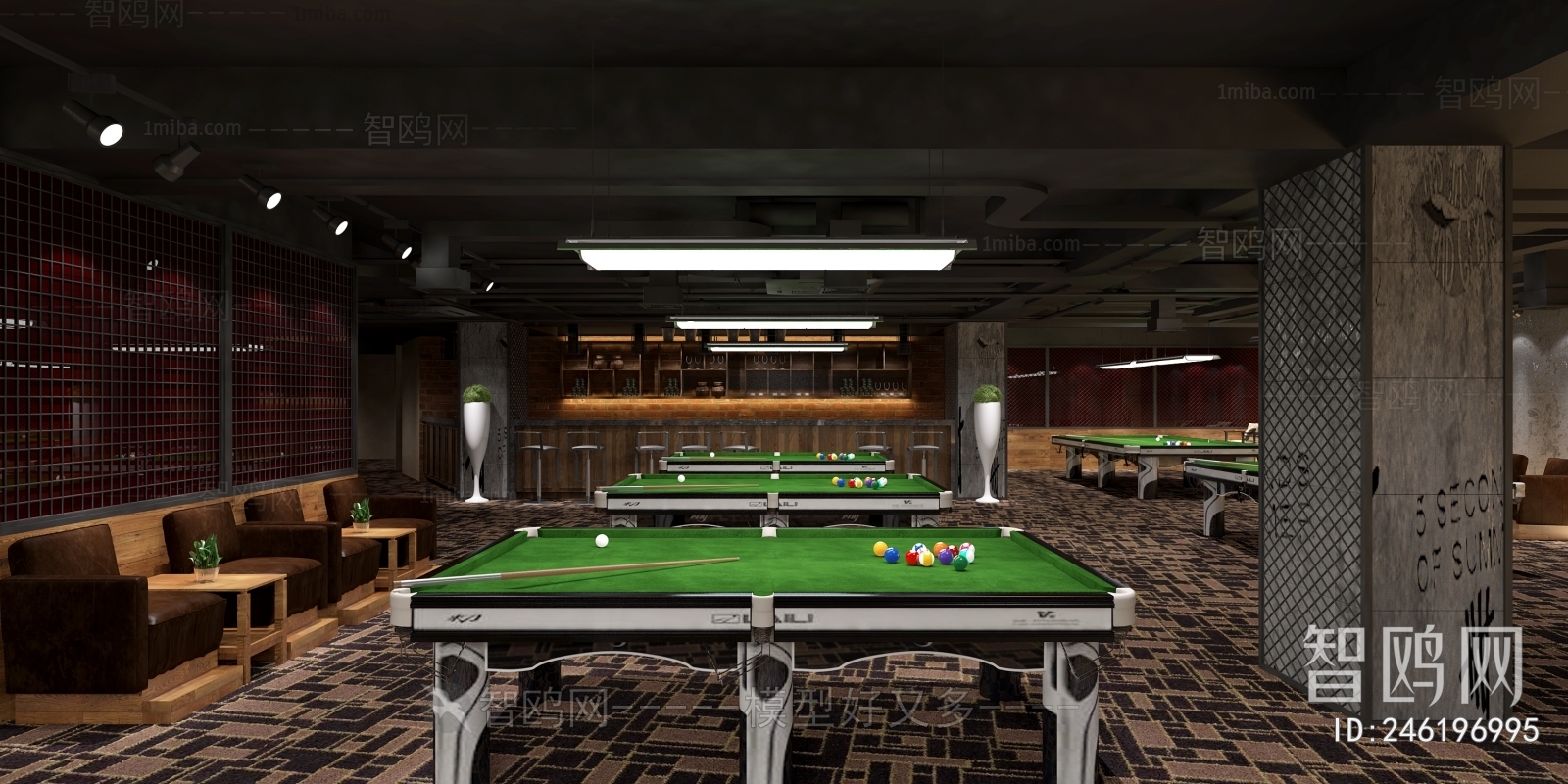 Industrial Style Billiard Room