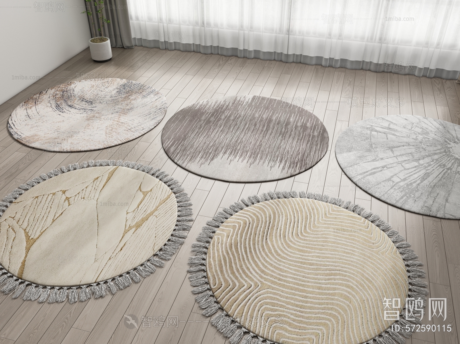 现代圆形地毯组合