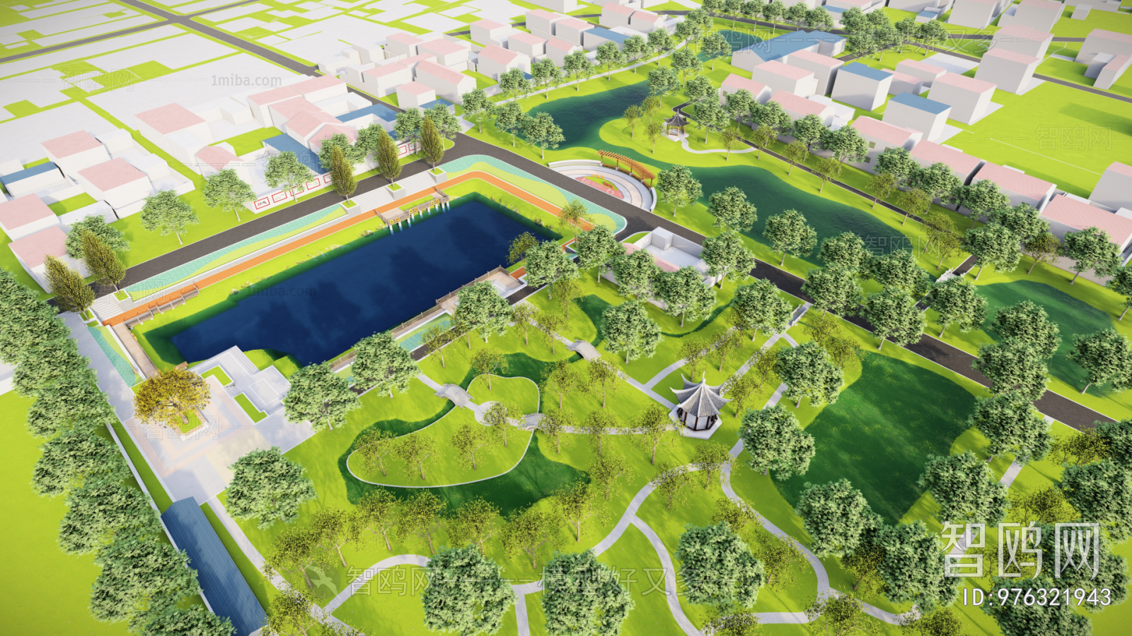 新中式公园鸟瞰规划