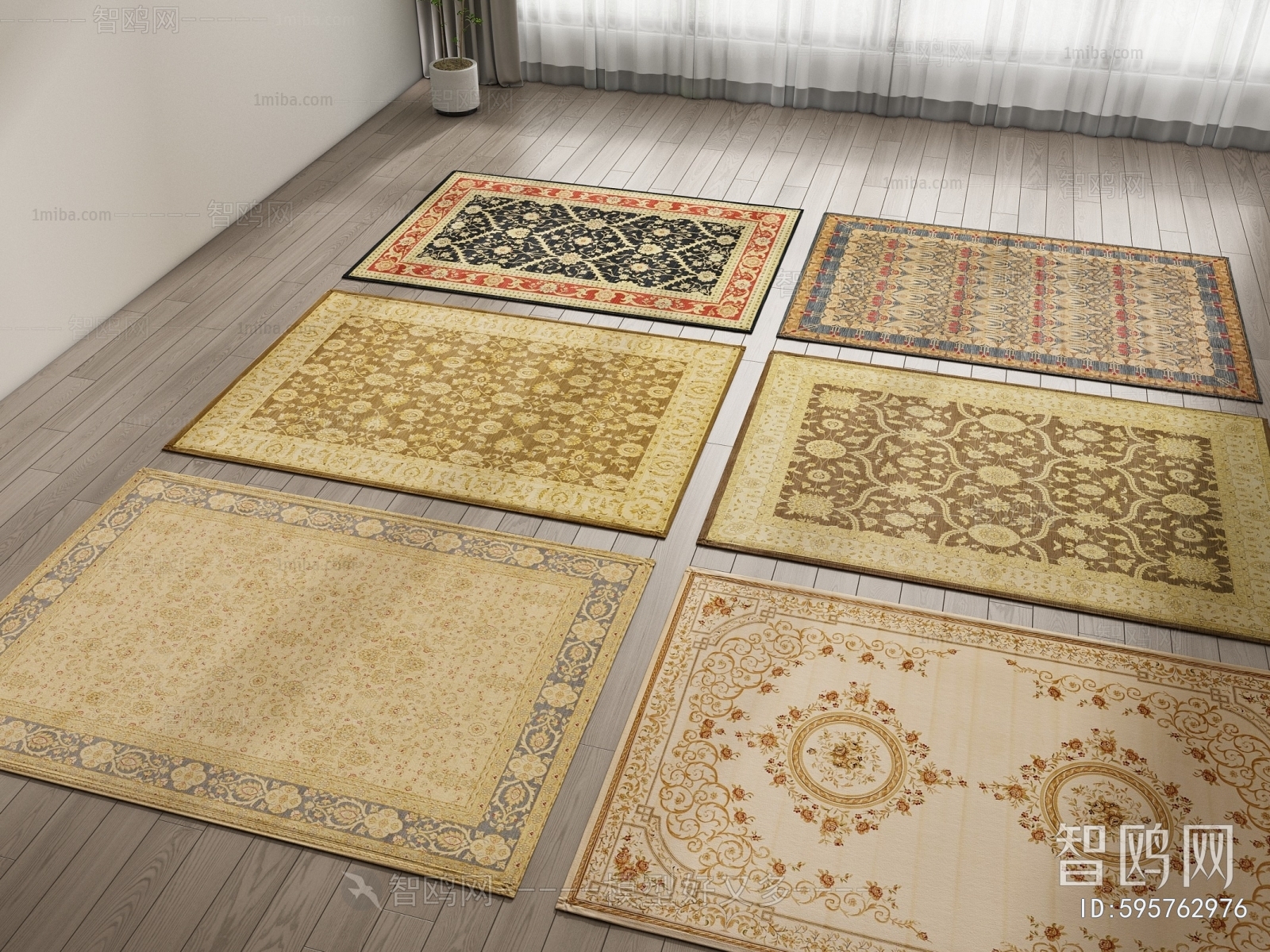 中式方形地毯组合