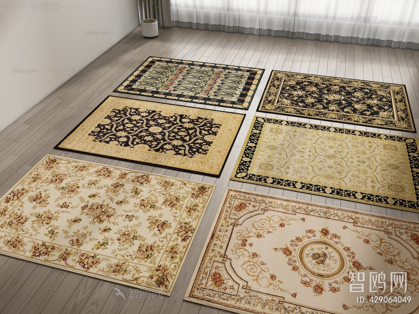 中式方形地毯组合