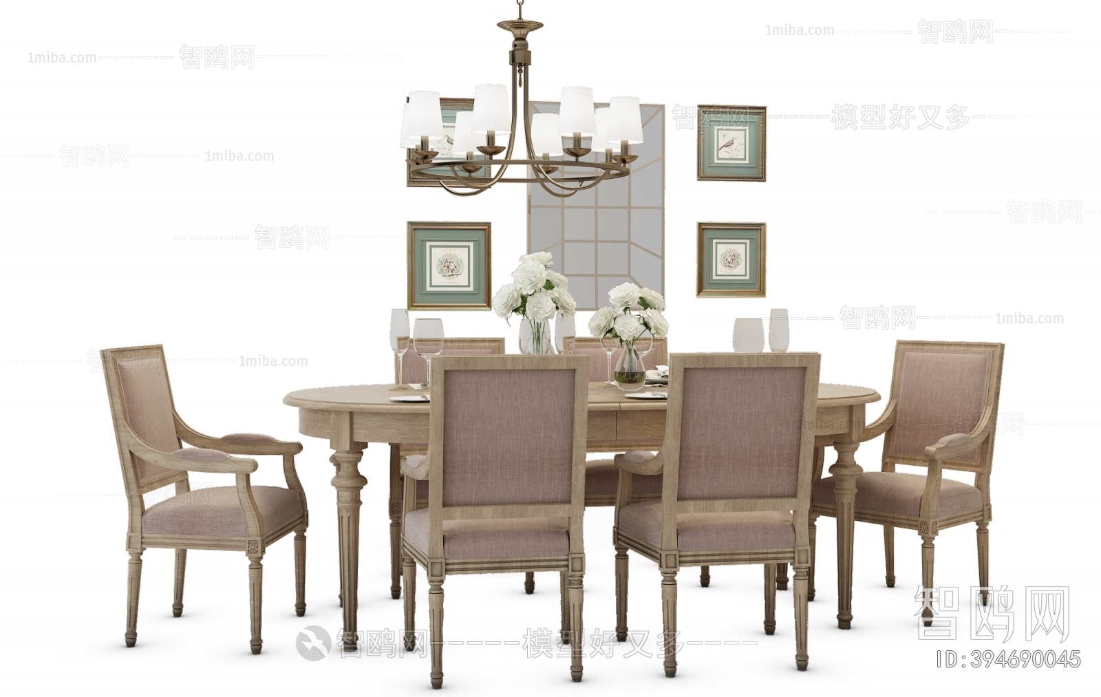 Simple European Style Dining Table And Chairs