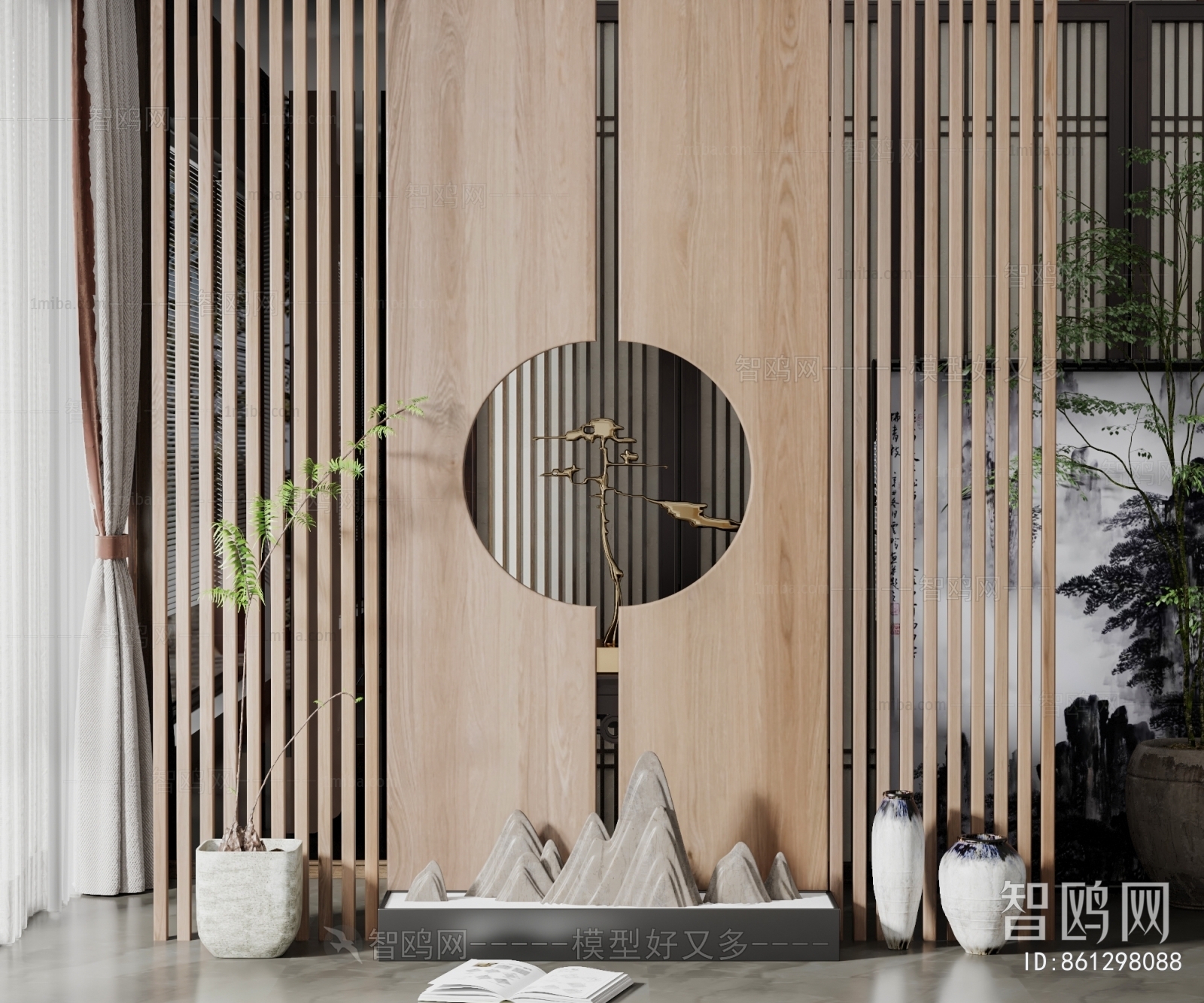 New Chinese Style Wooden Screen Partition