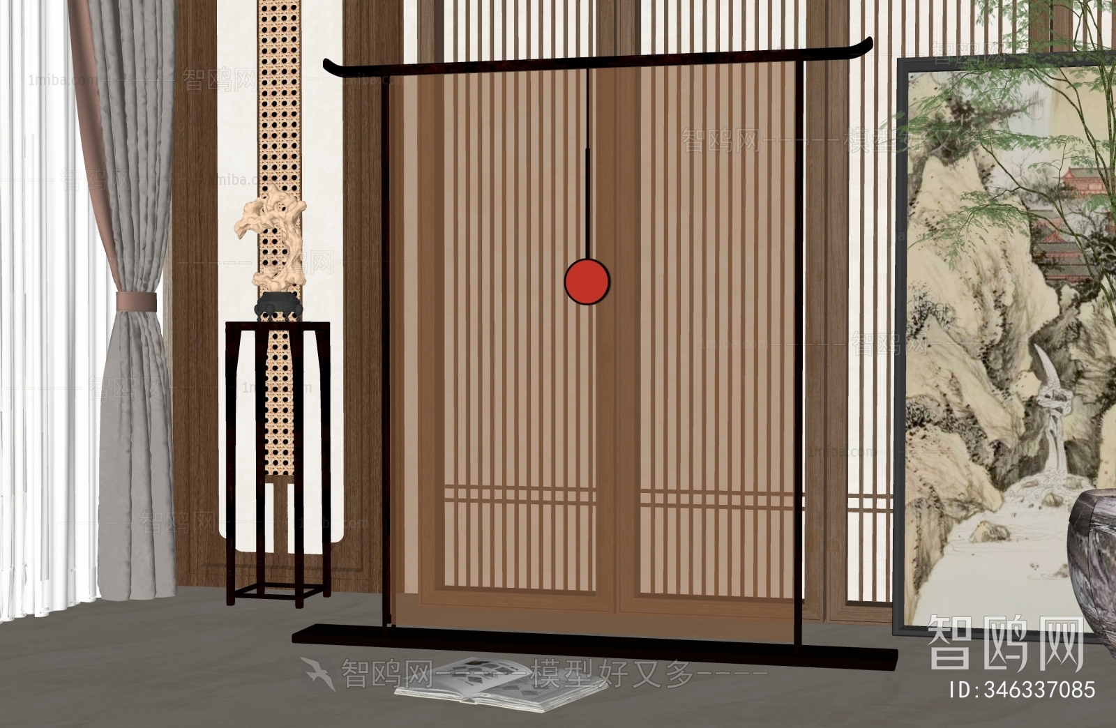 New Chinese Style Glass Screen Partition