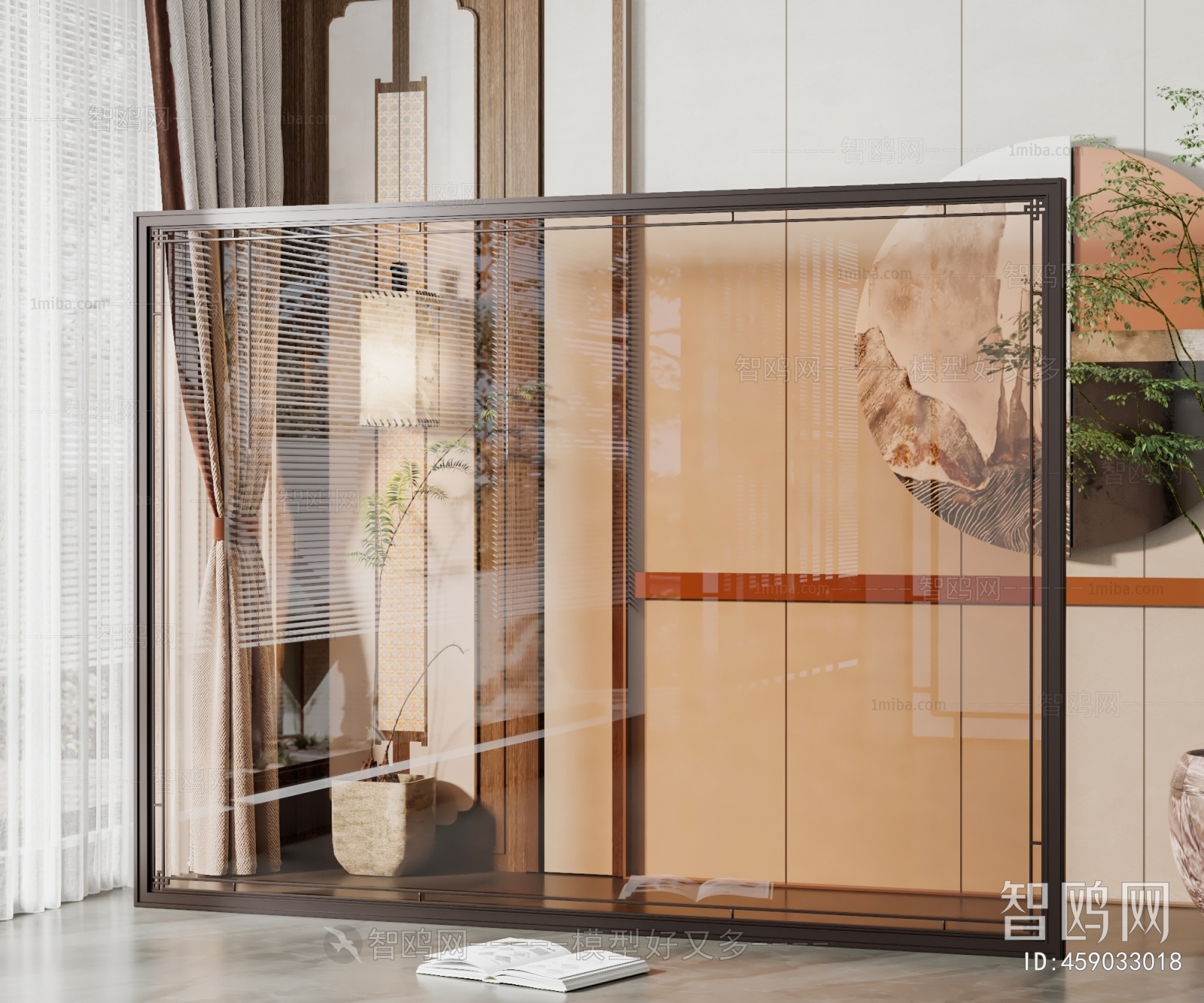 New Chinese Style Glass Screen Partition