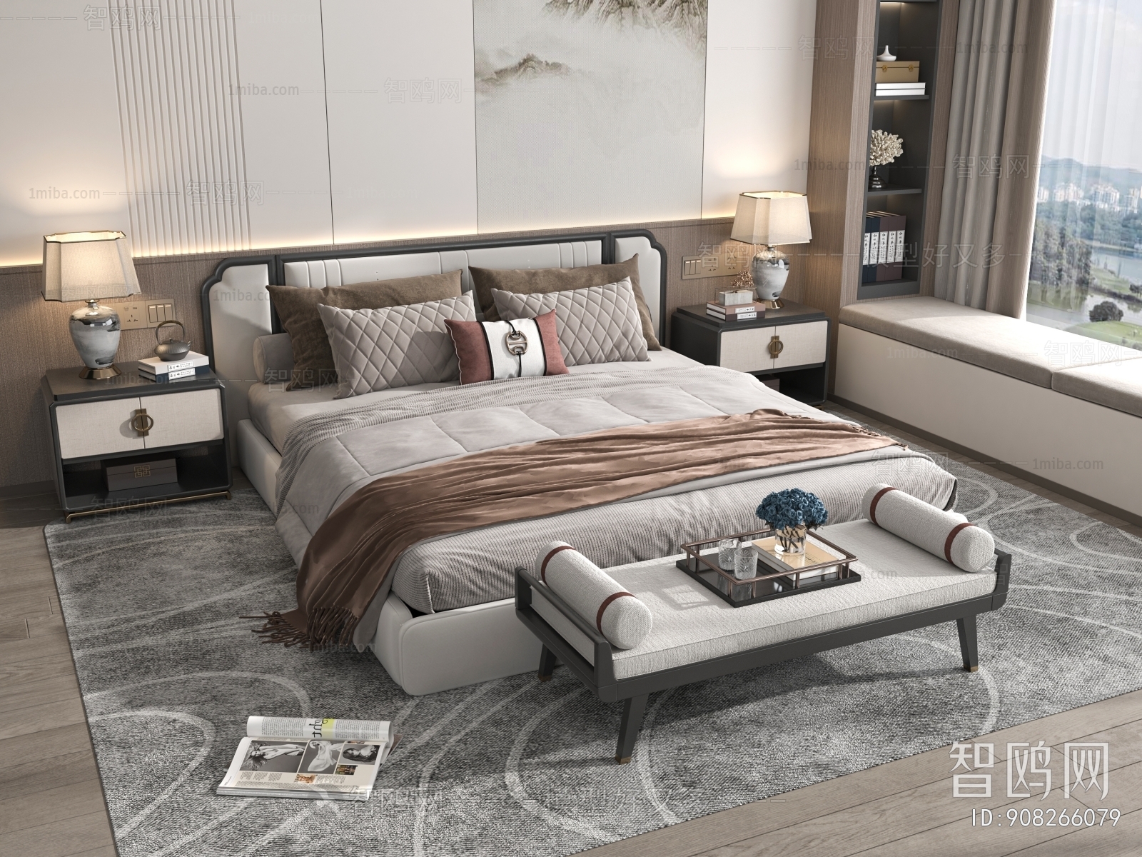 New Chinese Style Double Bed