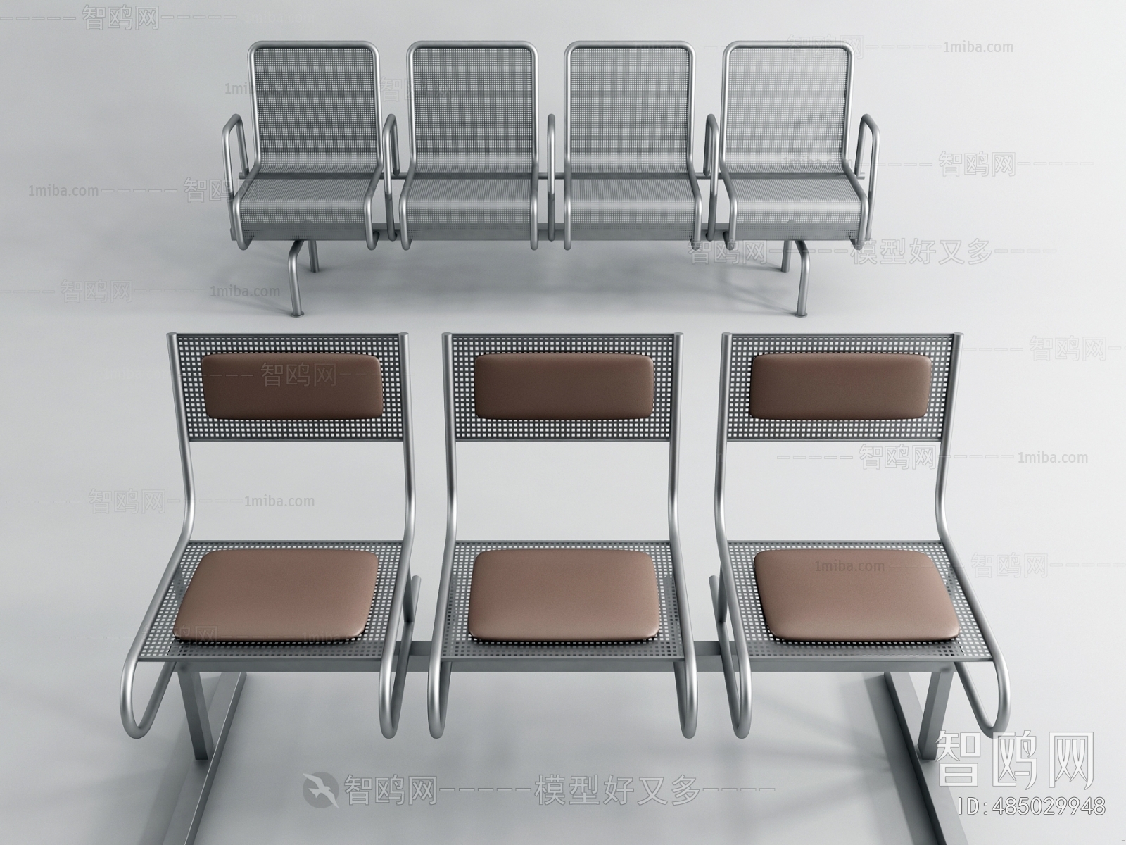 现代等候公用椅3D模型下载