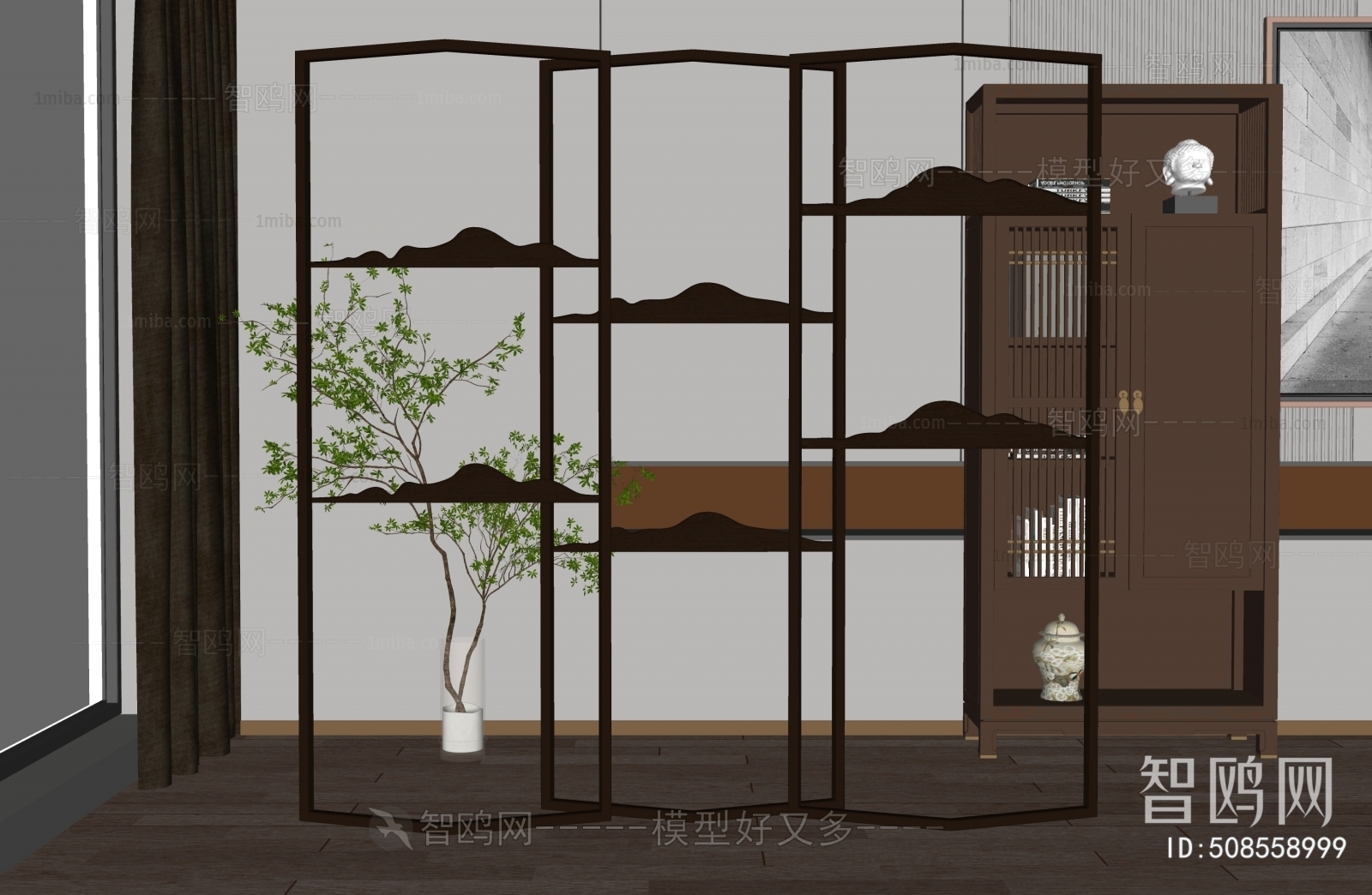 New Chinese Style Wooden Screen Partition