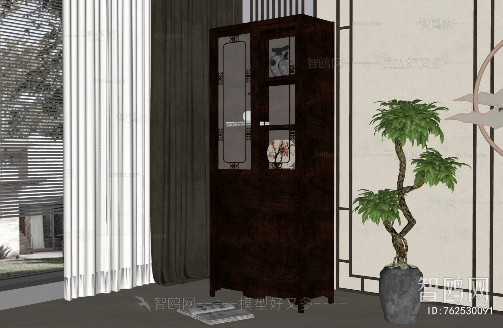 中式雕花储物柜