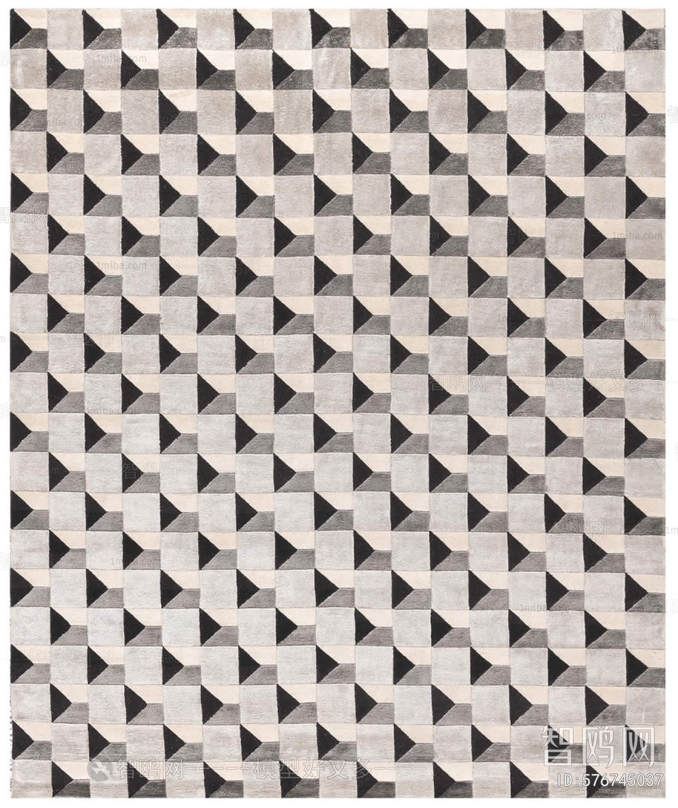 现代几何格子图案地毯
