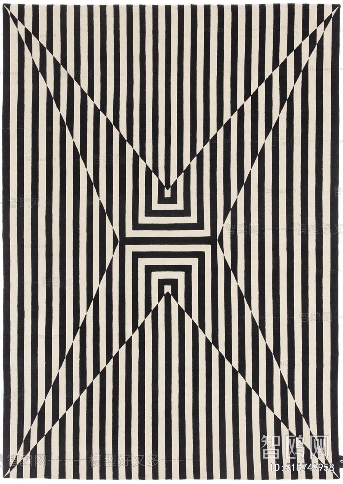现代黑白纹理图案地毯