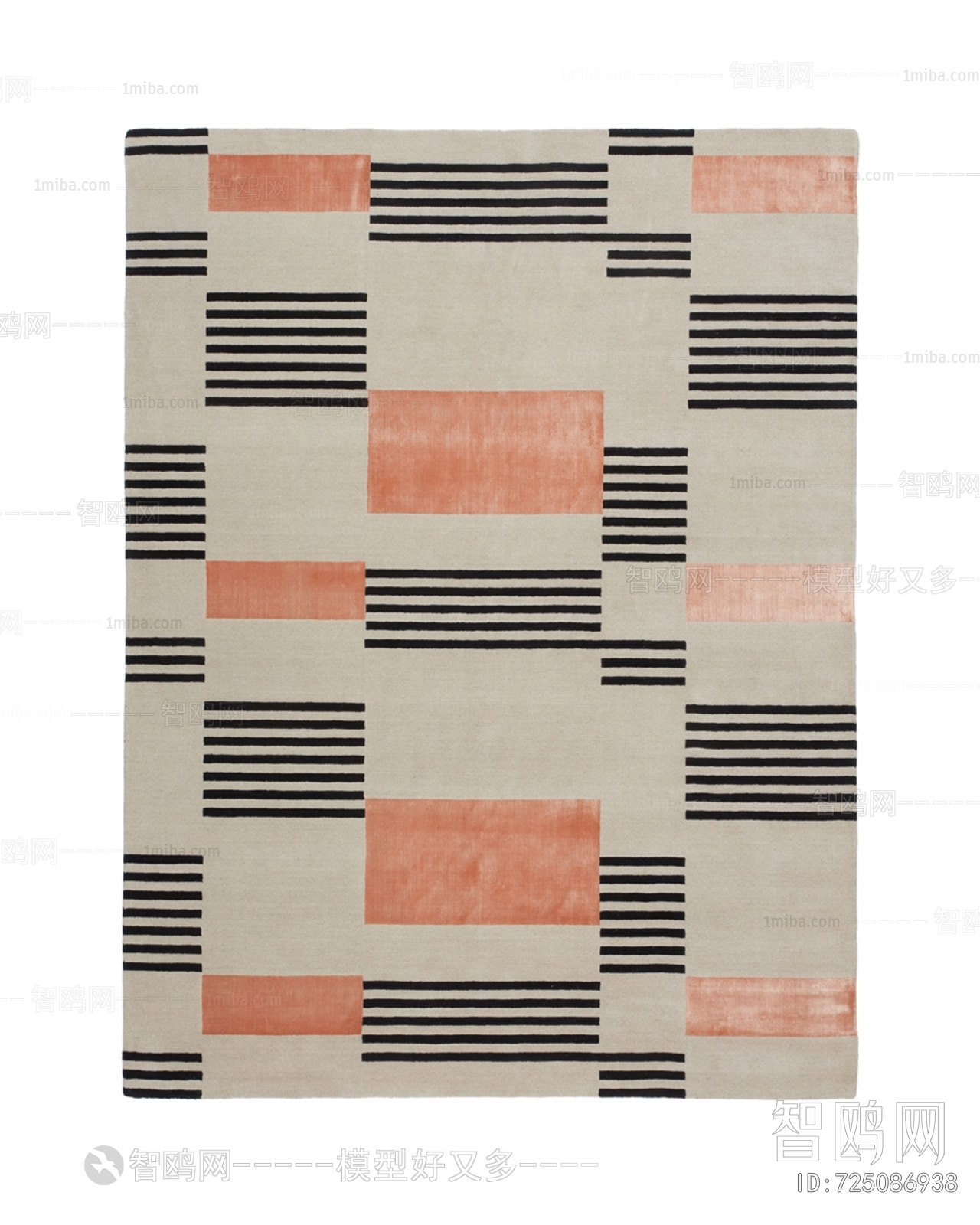 现代黑橘色简单纹理图案地毯