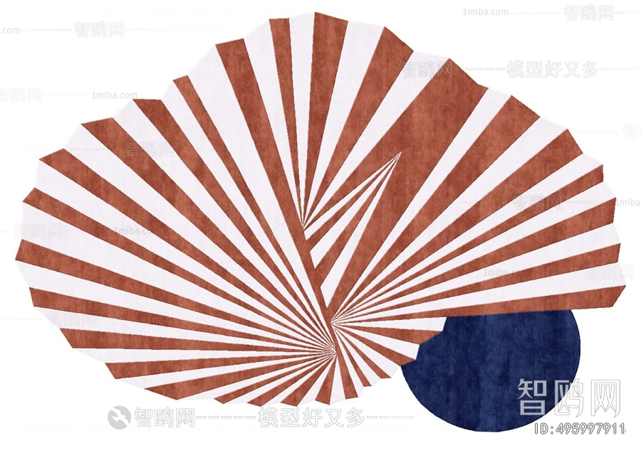 现代砖红色几何异形图案地毯