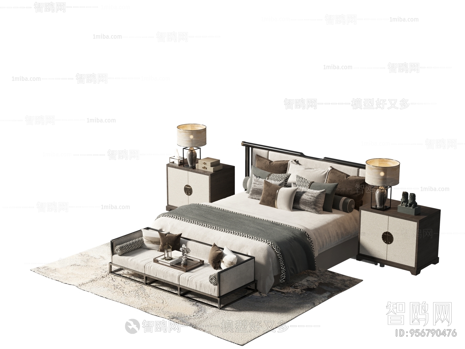 New Chinese Style Double Bed