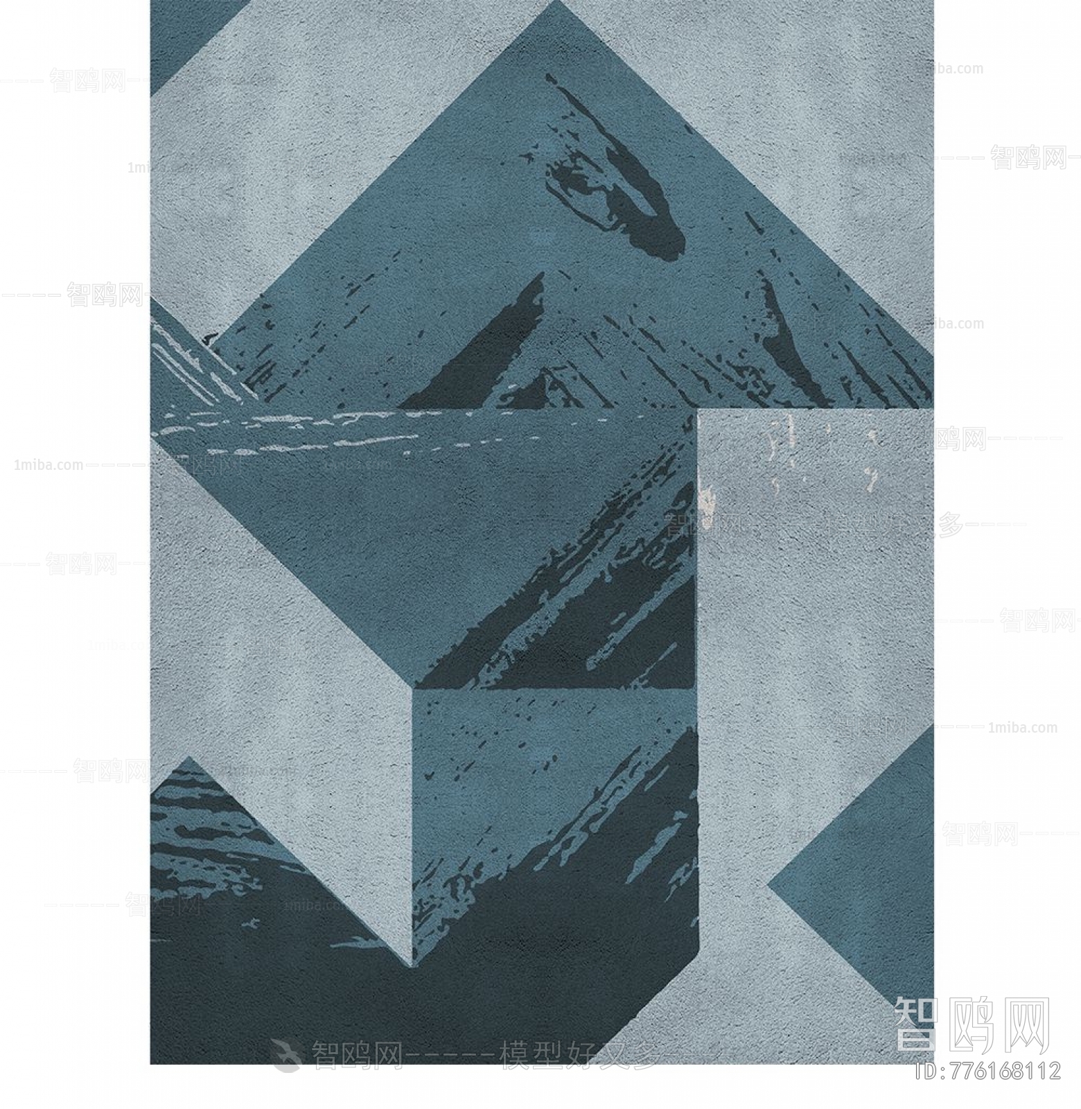 现代灰暗蓝灰色几何图案地毯