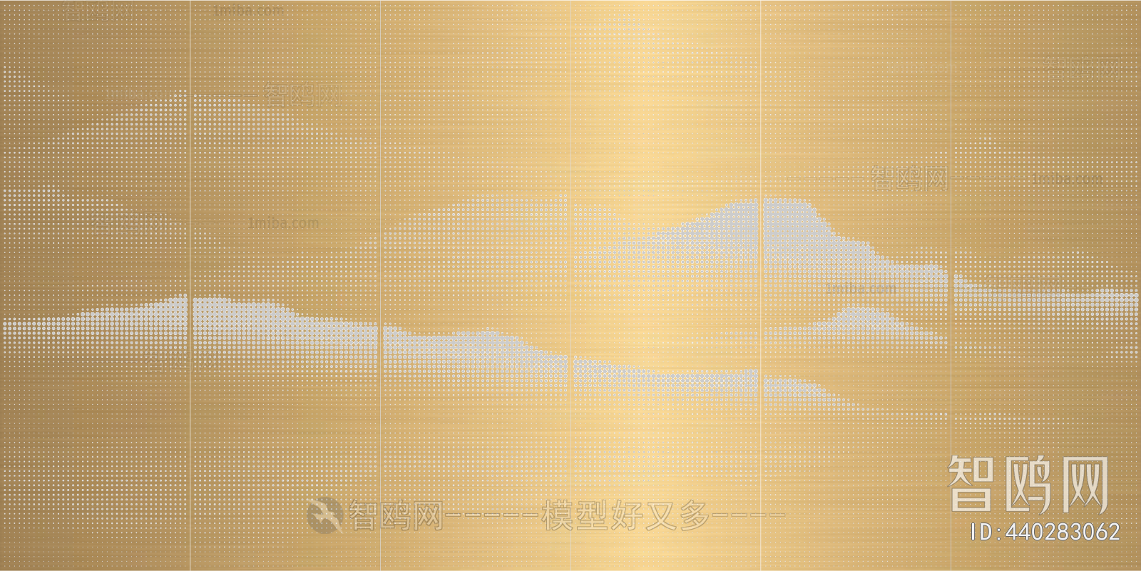 中式山水画剪影金色拉丝金属渐变穿孔铝板