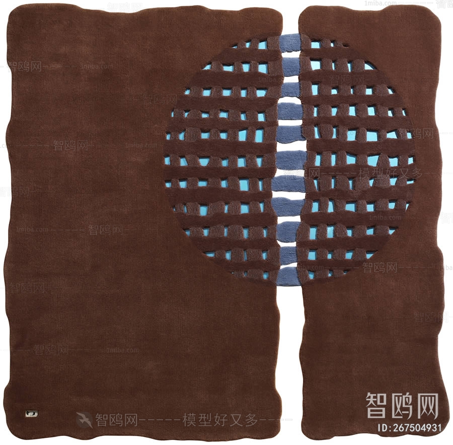 现代深咖色异形镂空图案地毯