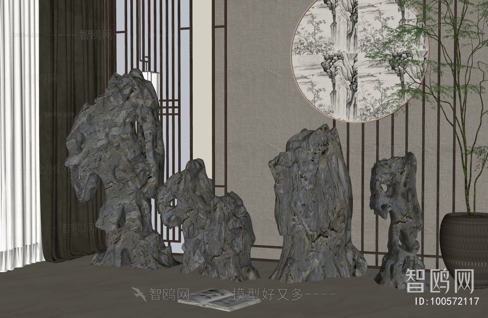 新中式假山石头雕塑摆件