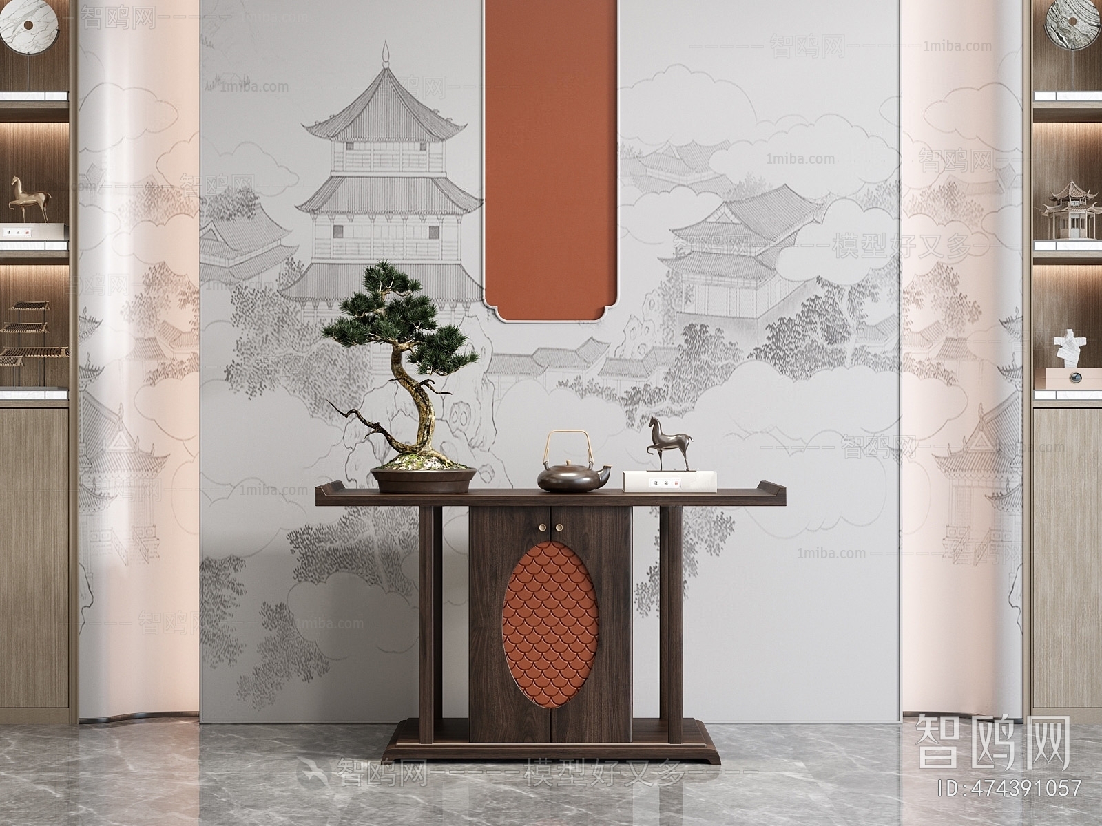 New Chinese Style Entrance Cabinet