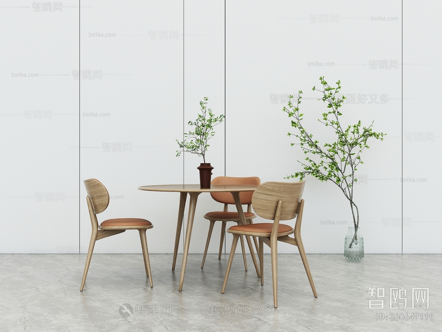 现代木质圆桌椅